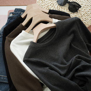 纯色保暖长袖 女士圆领打底衫 上衣 秋冬款 300g小暖皮 女装 A类
