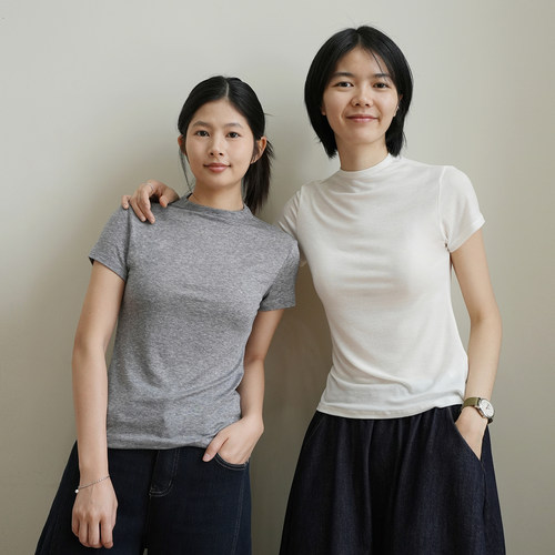 兰精天丝羊毛女士薄款短袖T夏款