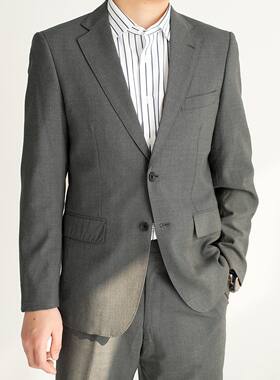 日本进口男士西装外套 西裤全羊毛商务正装西服上衣纯色 秋款男装