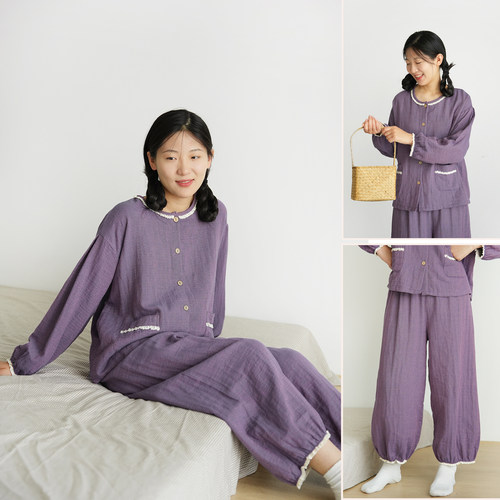 女士纯棉家居服睡衣套装宽松款