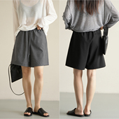 女装 女士西装 高腰A字型宽松热裤 夏款 短裤 纯色通勤显瘦中裤