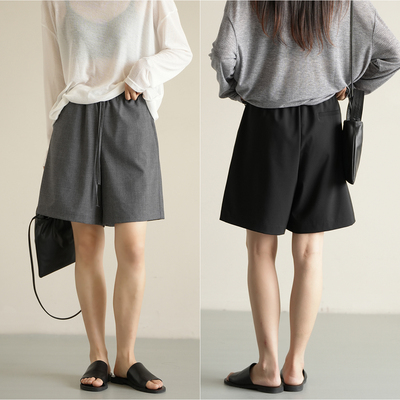 高腰通勤休闲短裤纯色休闲裤