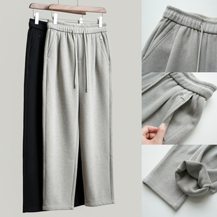 加厚男裤 棉混纺加绒保暖休闲裤 冬k 微锥卫裤 400g复合一体绒男士