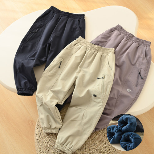 儿童加绒棉裤运动收口长裤男大童