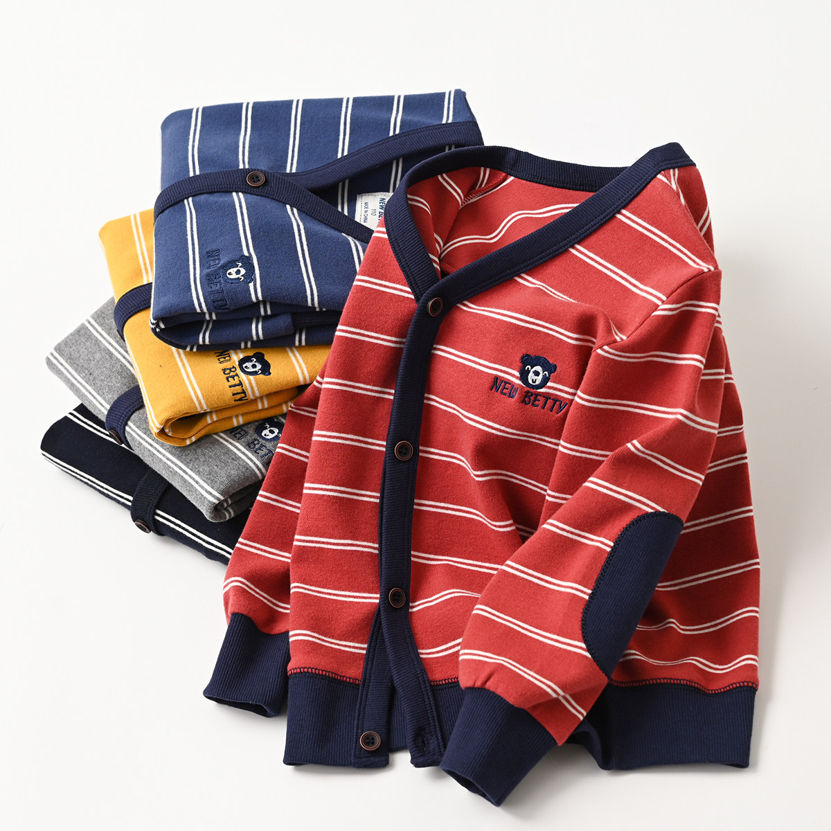 아동 면화 가디건 소년 소녀 스트라이프 니트 재킷 긴팔 교복 봄 의류 아동복 산동 온라인 스토어