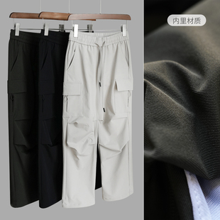 两穿束口散口 女士锦纶直筒休闲裤 男士 裤 秋k 大口袋工装 情侣款