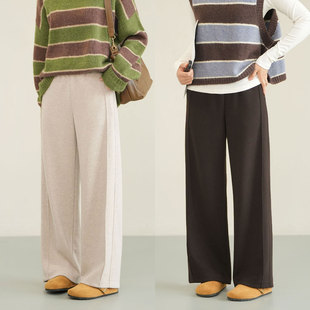 窄版 女装 休闲筒五星裤 秋冬款 含绵羊毛百搭长裤 女士直筒裤