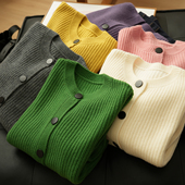 女装 无补 绵羊毛保暖外套 秋冬款 厚款 女士针织圆领开衫