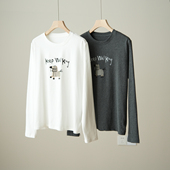 180g女士磨毛小马印花长袖 打底衫 圆领百搭上衣 初春款 女装