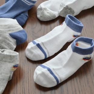 春夏款 五双装 中大童 透气卡通袜子 儿童网眼短筒袜 男童女童薄款