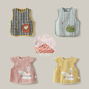 儿童无袖罩衣 男女宝宝反穿围兜防水防脏污 吃饭画画婴幼儿护衣