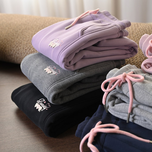 儿童爱心双层加绒卫裤校服裤