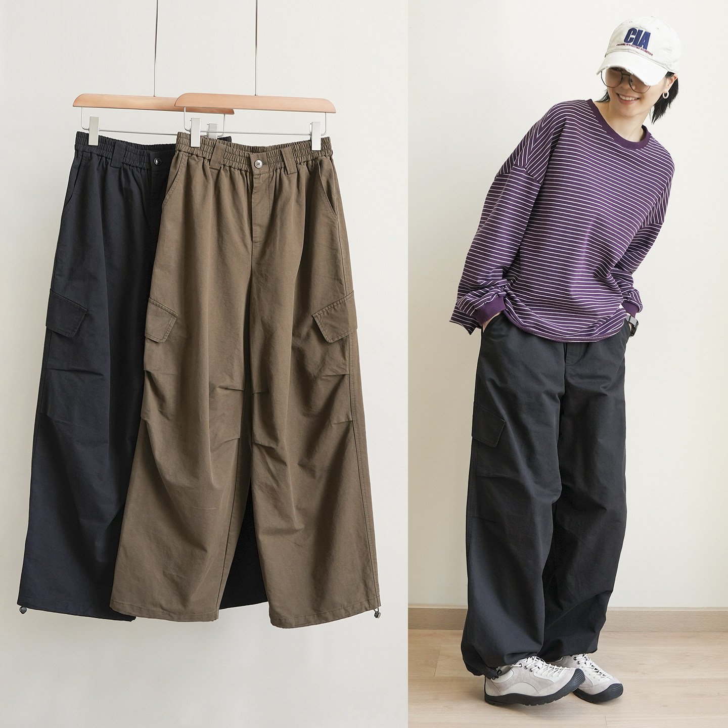 250g 全棉女士工装裤 两穿散口束口 松紧腰宽松休闲裤女裤 秋k - 山东网店童装店出品