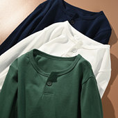 儿童全棉亨利领长袖 春秋款 T恤打底衫 男童女童中大童童装