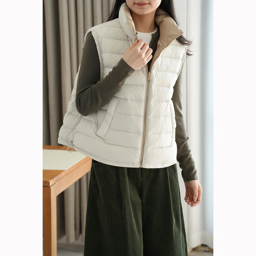 白鸭绒女士立领羽绒双面两穿马甲