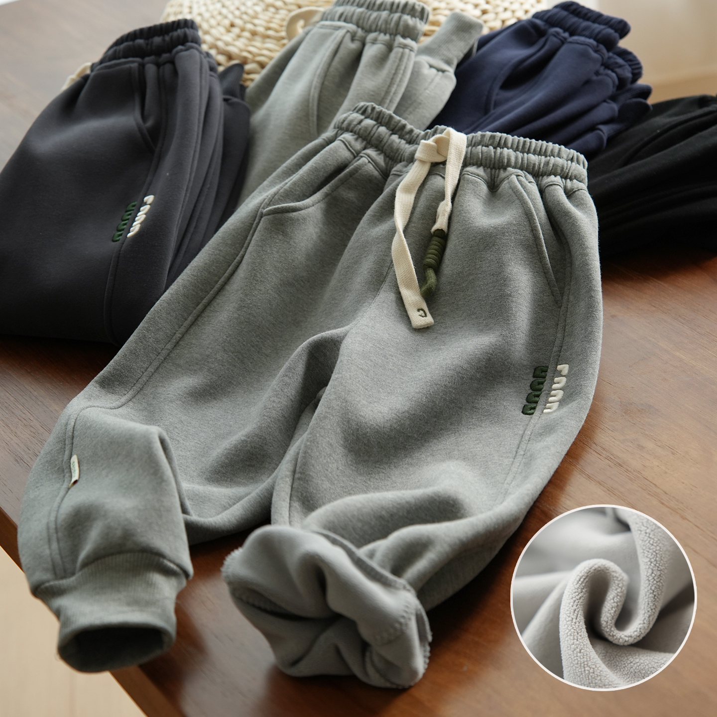 男童一体绒厚实休闲运动长裤