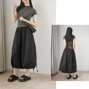 裙子花苞 工装 夏季 新款 拖延懒人裙 女装 两穿女士纯棉A字半身裙