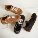 女士复古真皮平底德训鞋 头层牛反绒运动休闲鞋女鞋k