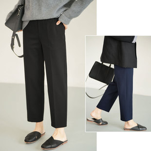 女士西裤 松紧腰弹力直筒裤 九分裤 350g 女装 罗马布 秋裤 锦纶