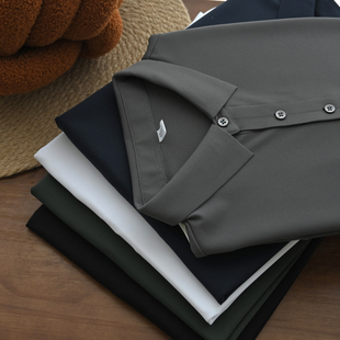 上衣 打底衫 男装 纯色长袖 春秋款 POLO衫 翻领休闲T恤 男士 商务装