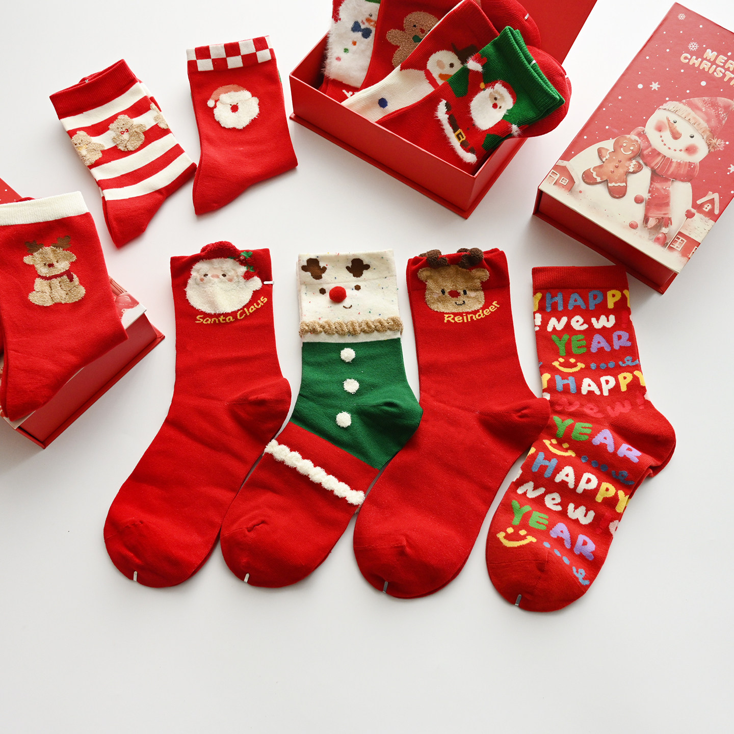 四双装袜子 圣诞袜加厚 秋冬毛绒礼物地板袜礼盒装 女生保暖袜子,女士内衣/男士内衣/家居服,中筒袜,淘宝优惠券,粉丝福利购,淘宝优惠卷