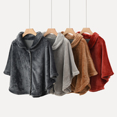 女士法兰绒披风 斗篷 保暖上衣 护肩护颈椎披肩 居家 办公室