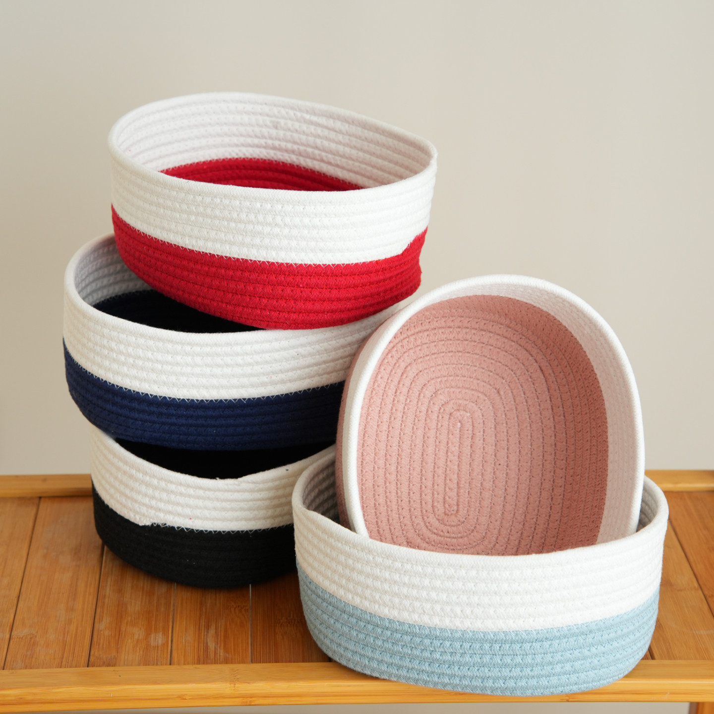 出口剩余收纳筐 手工编织棉线收纳筐 桌面零食收纳盒 家用品,收纳整理,收纳筐,淘宝优惠券,粉丝福利购,淘宝优惠卷