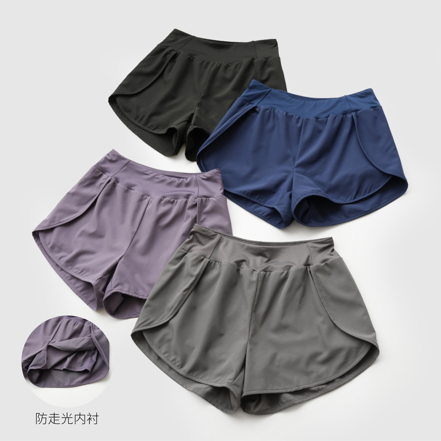 女士外穿假两件运动健身三分短裤图片