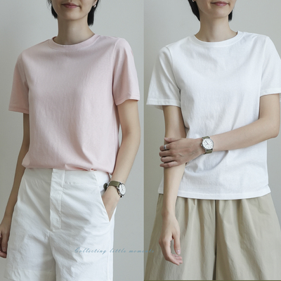 糖果色系女士薄款圆领短袖T恤夏