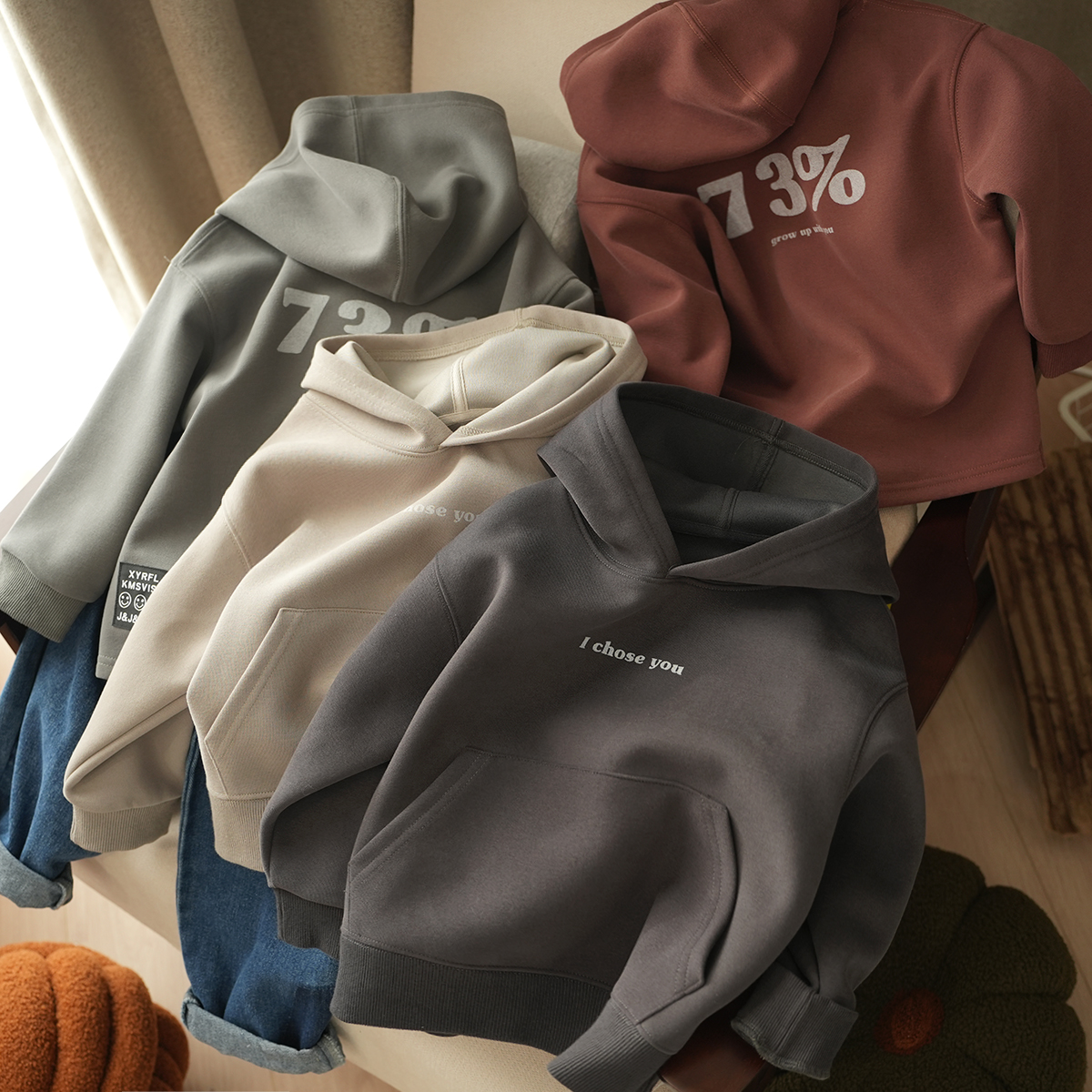 儿童连帽卫衣男童女童长袖套头衫