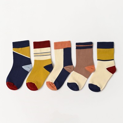 五双装儿童袜子四季新疆长绒棉