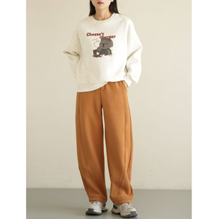 特 440g 适合162身高以上 一体加绒女士弯月裤宽松镰刀裤 秋冬款