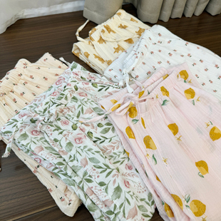 福利款 特 40支绉布纯棉睡裤 女士全棉家居长裤直筒裤 春秋款女装