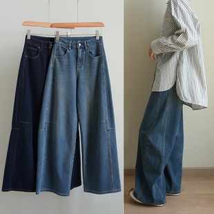 高个子款 莱赛尔女士高腰酷飒弯刀裤 微阔四面弹牛仔裤 秋k 棉