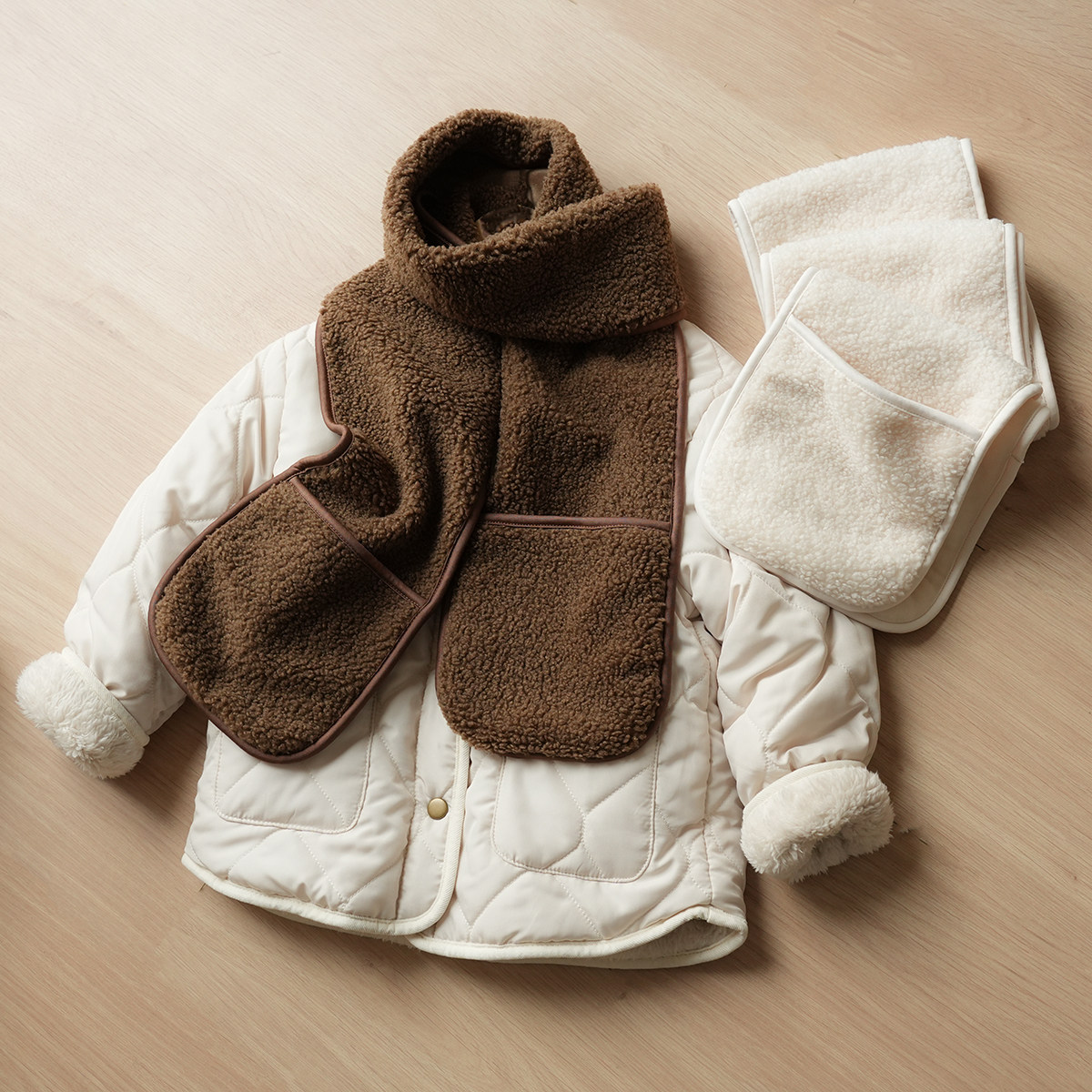 双面绒围脖手套一体 儿童仿羊羔绒防风围巾 男女童学生毛绒围脖,童装/婴儿装/亲子装,围巾,淘宝优惠券,粉丝福利购,淘宝优惠卷