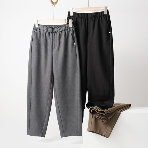 女士松紧腰锥形裤西装九分裤