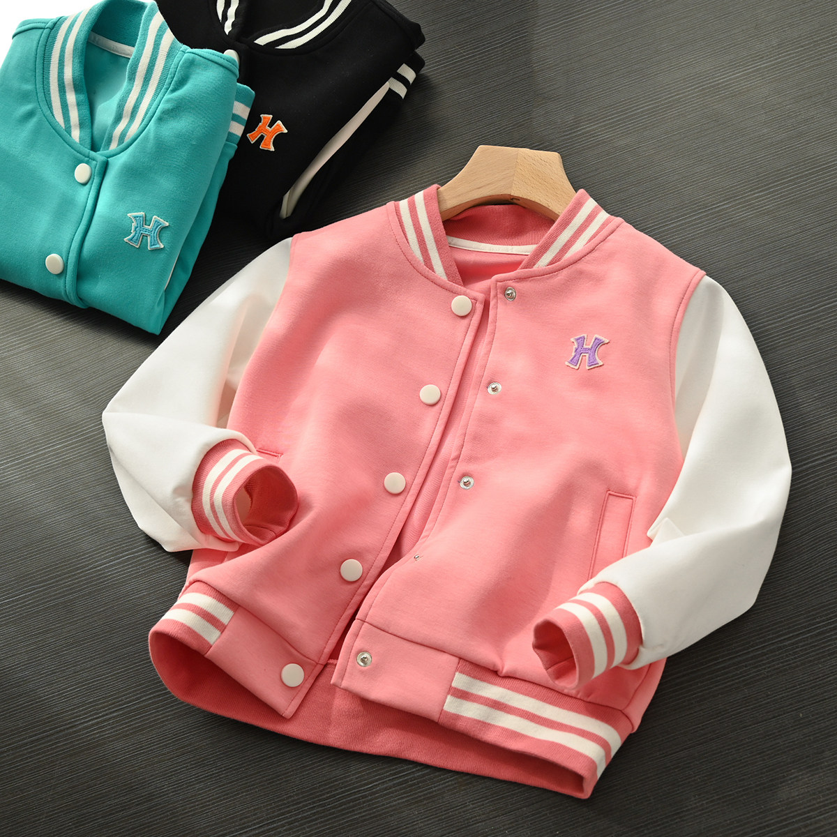 아동용 야구 유니폼 부드럽고 편안한 스포츠 재킷 중대형 아동 가디건 탑 교복 아동복 봄 가을 스타일