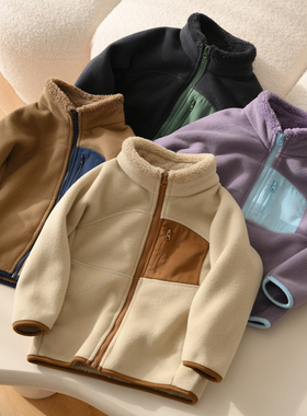 A类加厚450克儿童摇粒绒立领外套 男女童保暖开衫180大童秋冬款