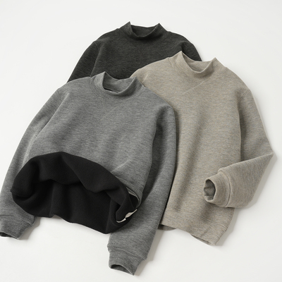 儿童一体绒半高领保暖卫衣