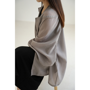 高阶 铜氨丝+桑蚕丝 女士薄款宽松衬衫 空调衫 外套夏款女装