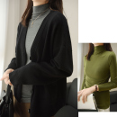 薄绒啤酒领女士螺纹打底衫含桑蚕丝长袖T恤内搭