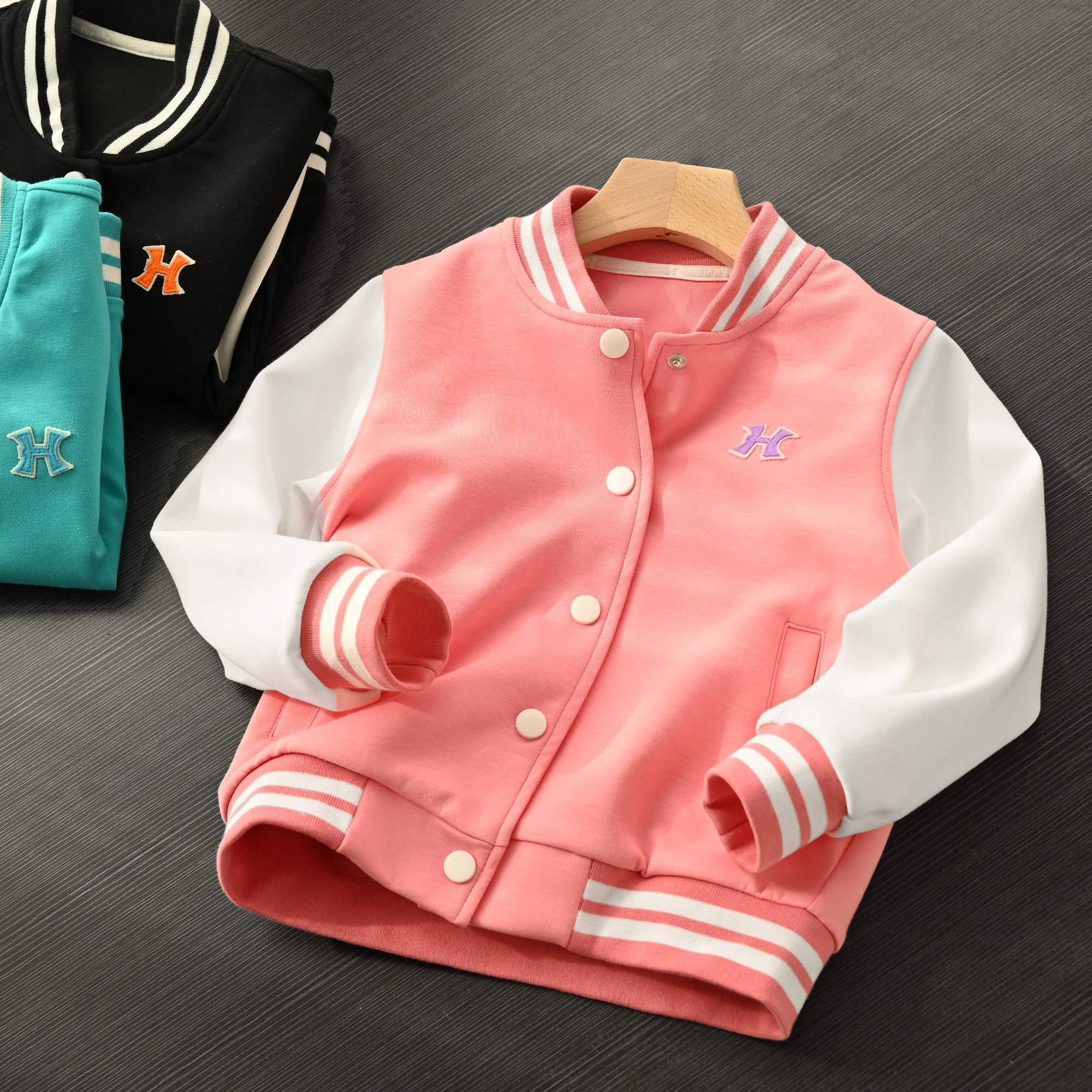 아동용 야구 유니폼 부드럽고 편안한 스포츠 재킷 중대형 아동 가디건 탑 교복 아동복 봄 가을 스타일