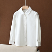 儿童纯白学生衬衣 衬衫 中大童 春秋款 A类抗皱免烫 童装 女童长袖