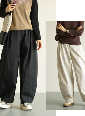 高个穿 锦棉 女士宽松茧型裤 中高腰长腿裤休闲裤 春秋款女装