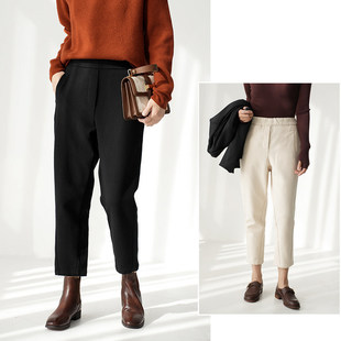 小个子 OL通勤小脚九分裤 女士烟管裤 裤 厚实拉绒西装 特