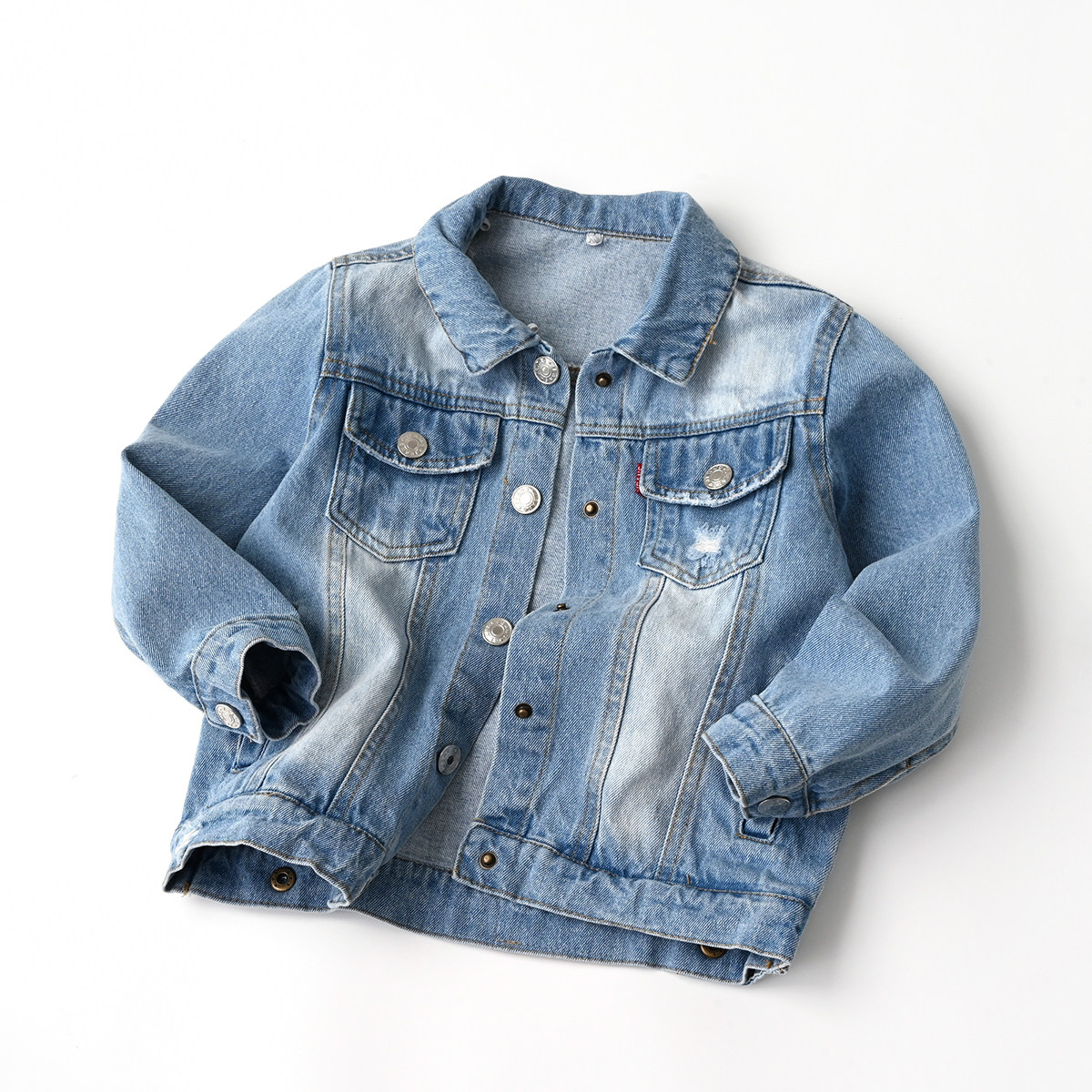 후드 분리형 아동 데님 재킷 소년과 소녀 순수 코튼 워시 가디건 탑 봄 가을 아동 의류