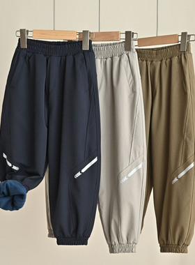 儿童加绒裤男童女童保暖收口运功裤 170中大童长裤秋冬款 童装