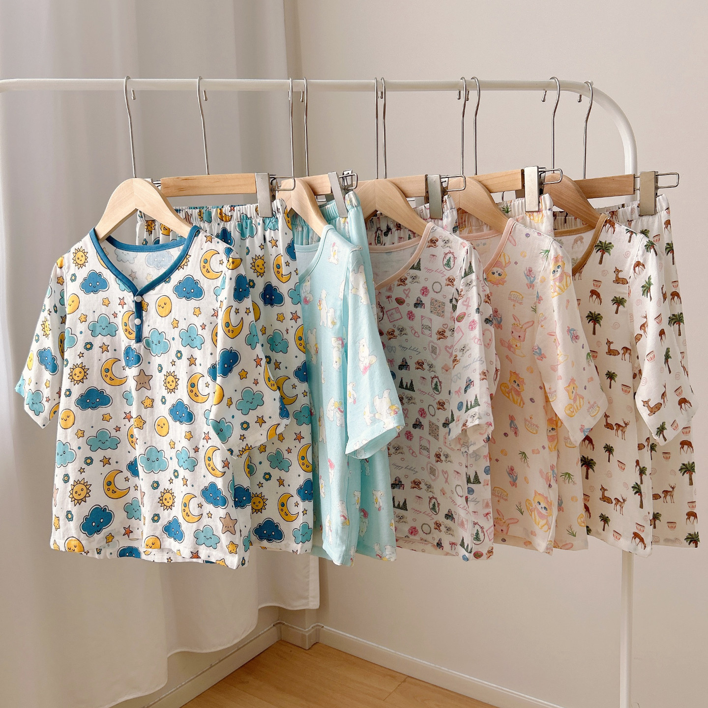 儿童竹棉套装家居服夏款图片