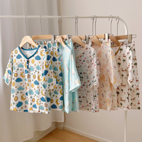 儿童竹棉套装家居服夏款
