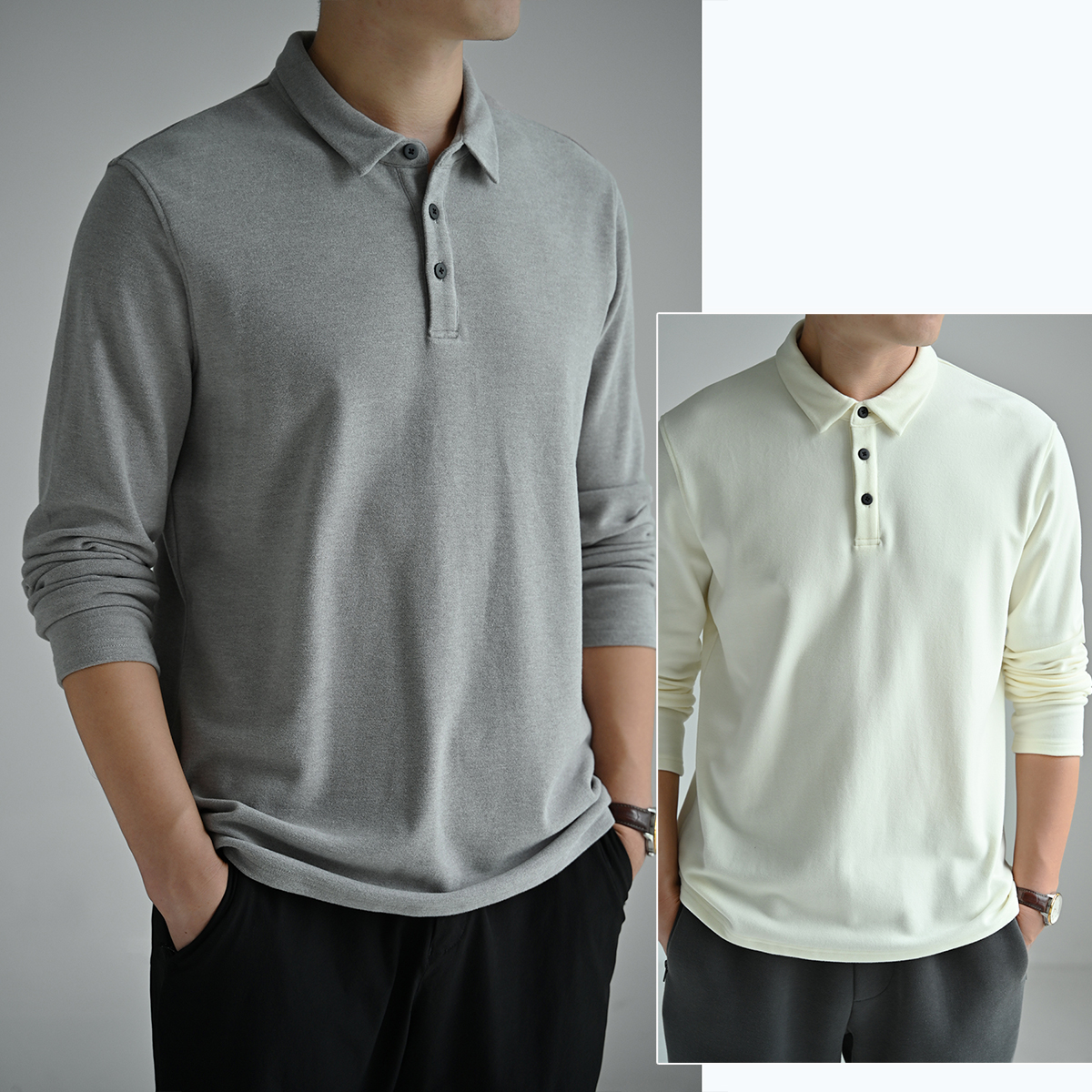 双面绒长袖POLO领打底衫水沐良品